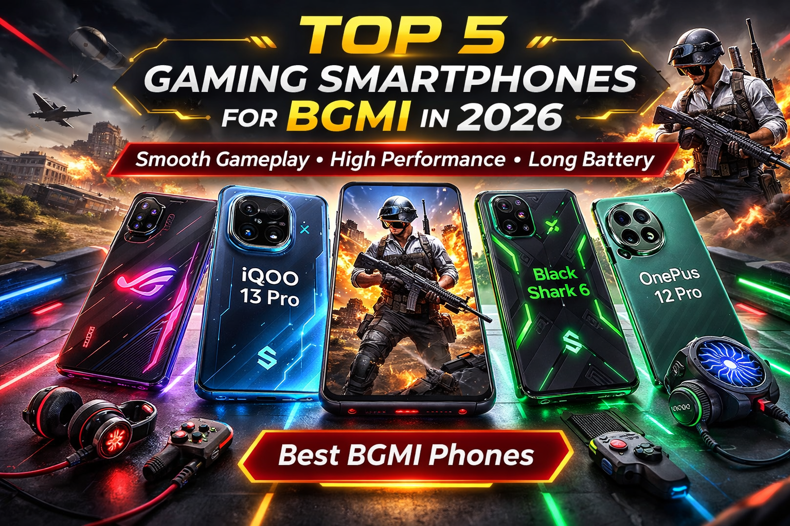 Top 5 gaming smartphones for BGMI in 2026 featuring ASUS ROG Phone 8 for smooth BGMI gameplay and high-performance gaming