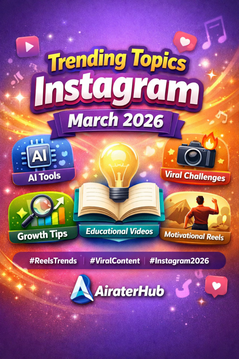 Instagram Trending Topics 2026 – Viral Instagram Reels Ideas, Growth Tips, AI Tools and Latest Instagram Trends by AiraterHub